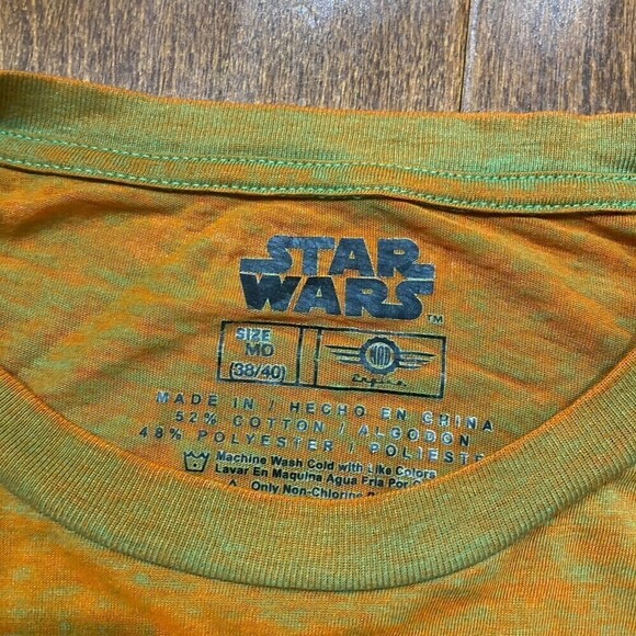 Disney Star Wars R2D2 C-3PO Burnout Orange Green T-Shirt Men's Size Medium - Picture 5 of 7